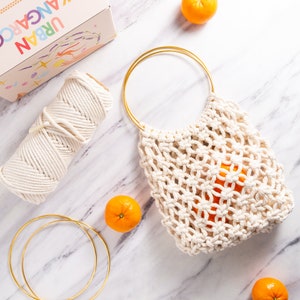 Macrame Bag DIY Kit Make Your Own Macrame Bag with Everything Included, DIY Kits, Gift Set, DIY Activity, Group Activity image 1