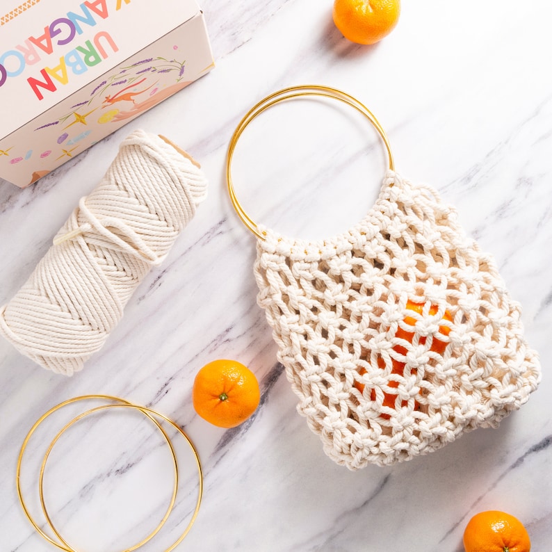 Macrame Bag DIY Kit Make Your Own Macrame Bag with Everything Included, DIY Kits, Gift Set, DIY Activity, Group Activity image 1