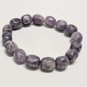 Lepidolite for helping with depression Chunky Beaded Crystal Stone Bracelet