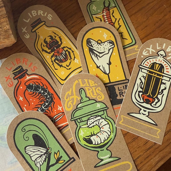 Ex Libris Curiosity Cabinet - Set of 7 Bookplate Stickers