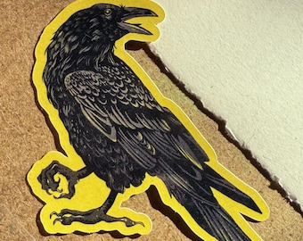 Glossy Raven Sticker: UV Protected Vinyl Decal (3.2" x 3.5")
