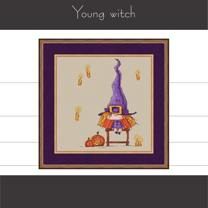 Young Witch Cross Stitch Pattern Witch Cross Stitch Pattern Etsy