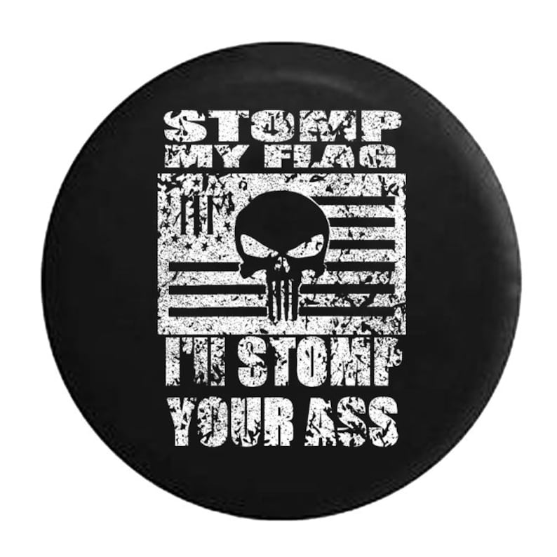 Distressed Waving American Tattered Flag Military Spare Jeep Wrangler Camper SUV Tire Cover 32 Inch