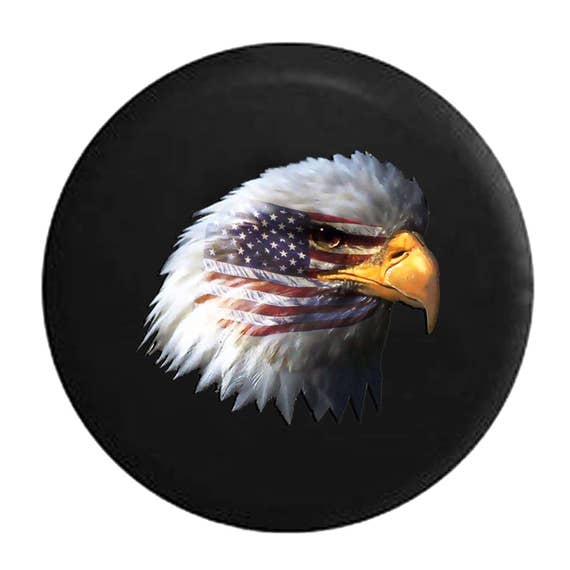 Jeep Tire Cover Waving American Flag And Bald Eagle Jeep Tire Cover Fits Wrangler Rv Camper P118