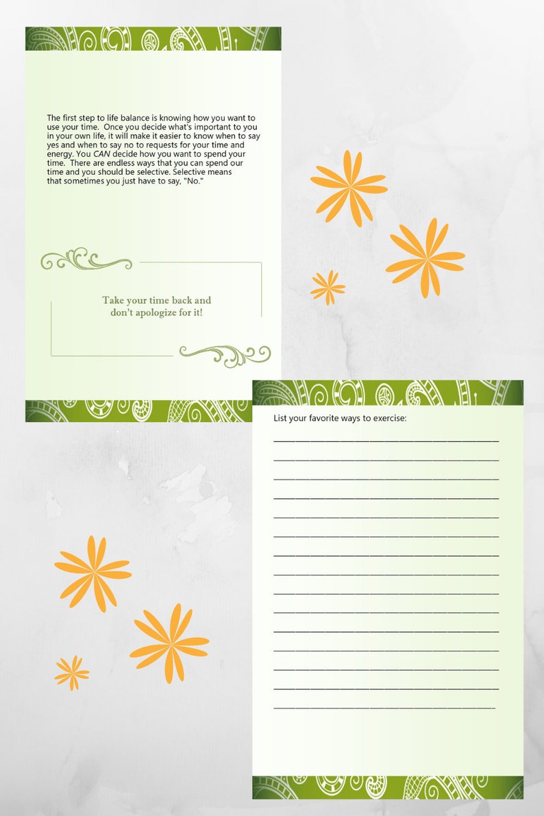 Life Balance Journal, Printable Journal, Health Journal, A5 Notebook
