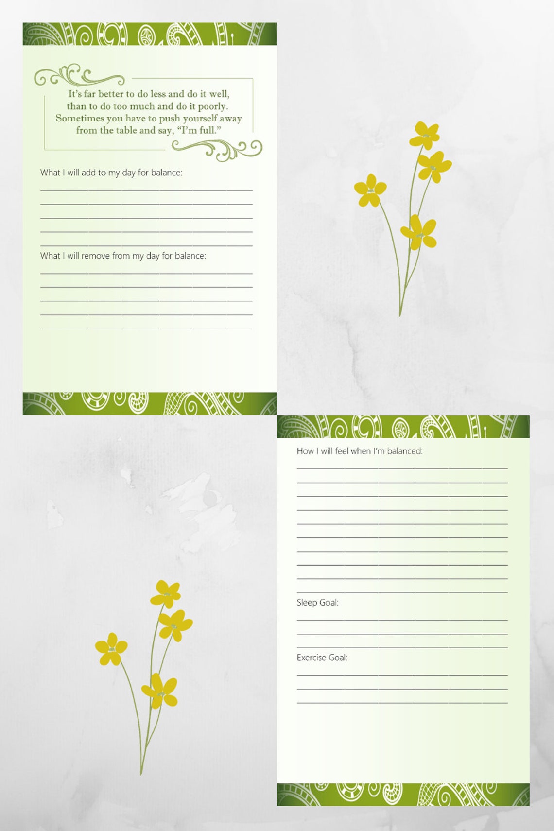 Life Balance Journal, Printable Journal, Health Journal, A5 Notebook