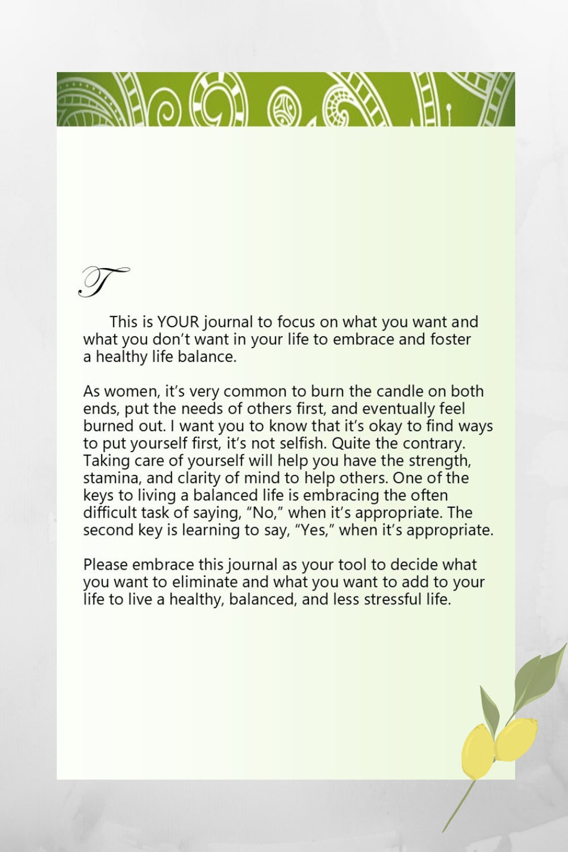 Life Balance Journal, Printable Journal, Health Journal, A5 Notebook