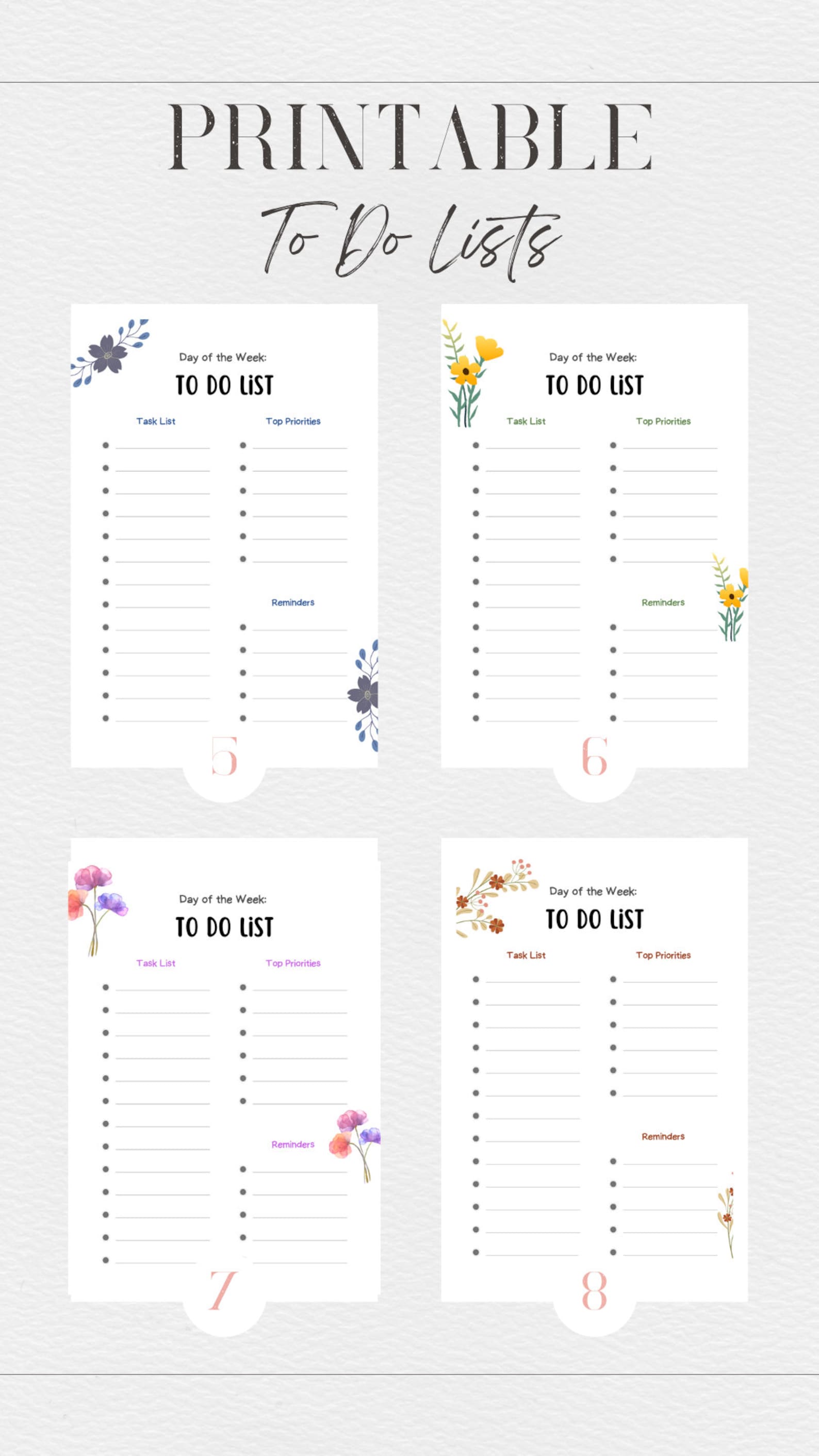 Floral to Do List Floral to Do List Printable Floral - Etsy