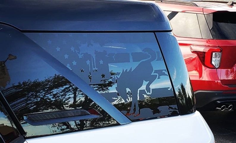 Bronco Sport rear quarter window decals One for each side Distressed w/horse