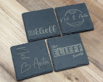 Slate coasters engraved how you want them! Add your logo, text, image!