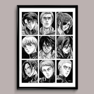 Druck eines Bataillon der Erkundung / Reproduktionen A5 und A4 einer Illustration der Attacke der Titanen / von William ERHEL