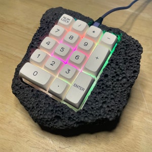 Mechanical Numpad in Lava Rock One Piece Functional Desk Office Sculpture by Alex Nisanian  - Gateron Red Switches