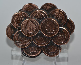 Vintage Indian Head Penny Belt Buckle 