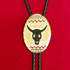 Vintage Gold Steer Head Bolo 704-APerfectly Gifted, Custom Beltbuckle, Custom-Gift-for-Friend