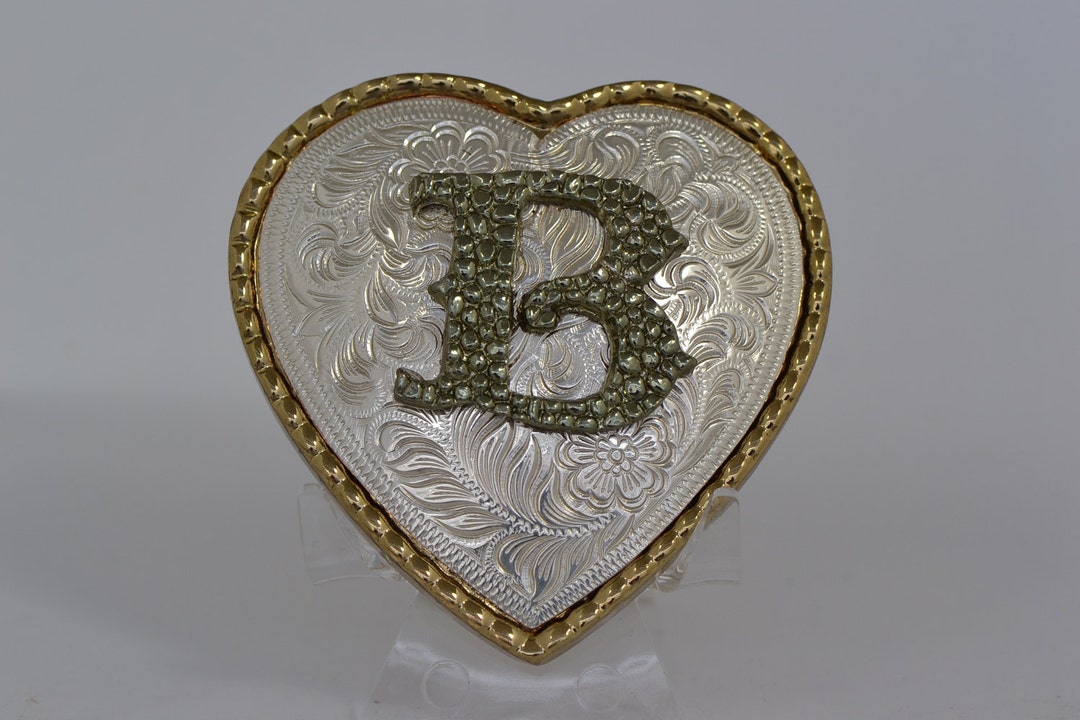 New heart initial letter belt Buckle Approx. 3.75\