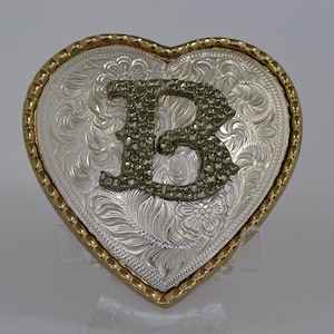 Vintage Western Single Heart Initial Belt Buckles #8175, Perfectly Gifted, Custom Beltbuckle, Custom-Gift-for-Friend