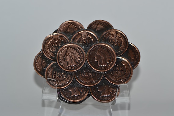 Vintage Indian Head Penny Belt Buckle 
