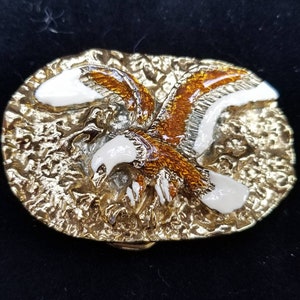 Vintage Gold Soaring Eagle Belt Buckle: Made in USA