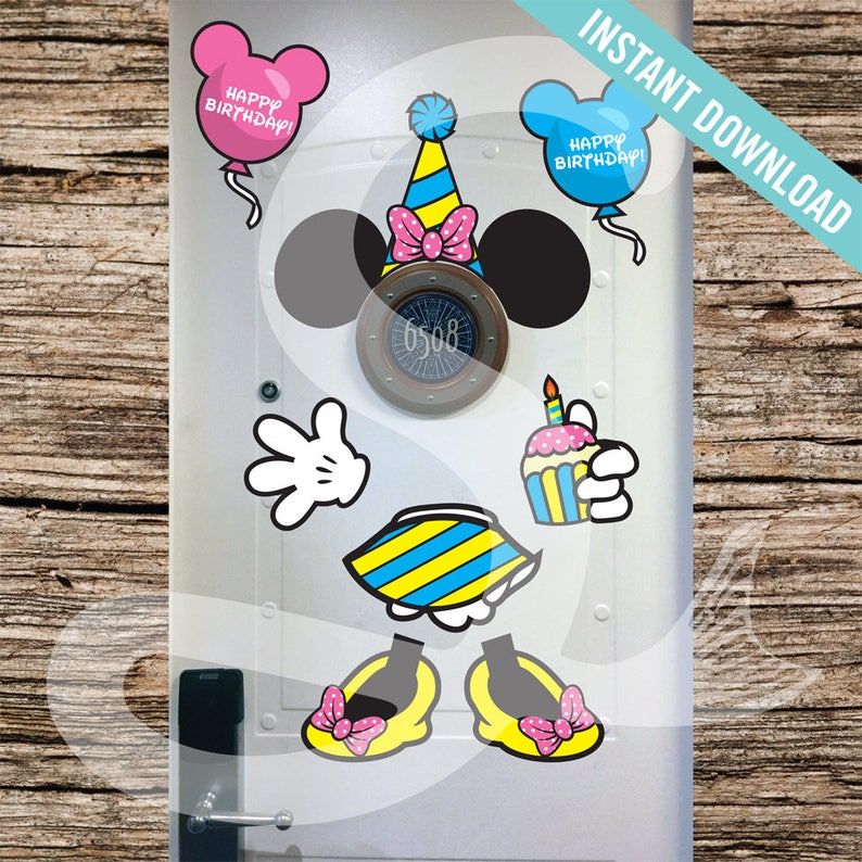 Disney Cruise Door Minnie Mouse Birthday Body Magnet Diy Printable Perfect For Disney Cruise Stateroom Door Instant Download