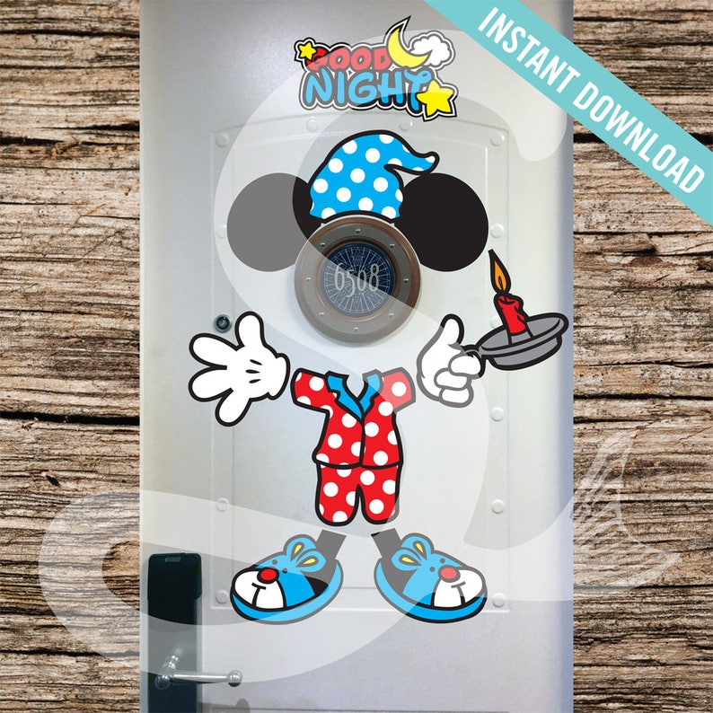 Disney Cruise Door Mickey Mouse Pajama Body Magnet Diy Etsy