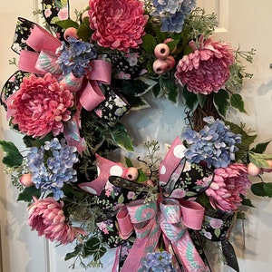 Spring/Summer Floral wreath on a grapevine base