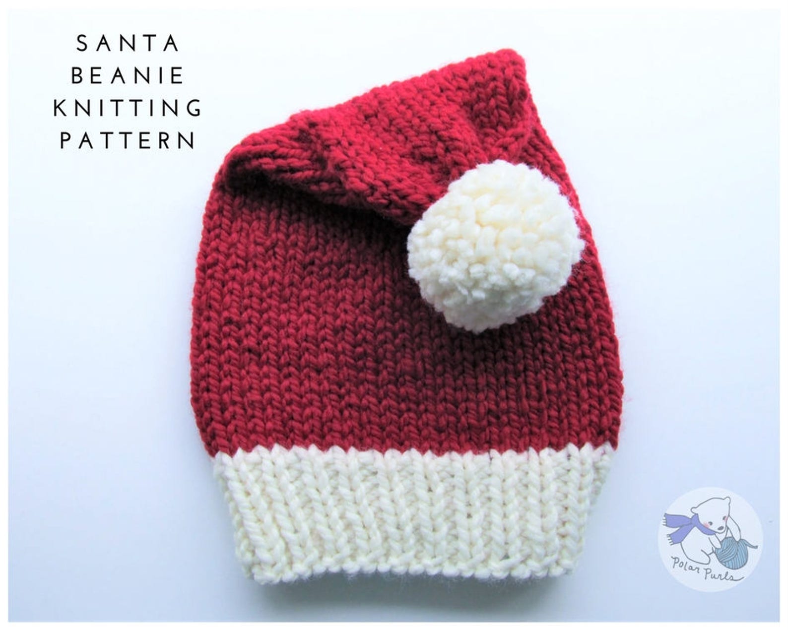 Santa Beanie Knitting Pattern / Santa Hat Pattern / Christmas Knitting
