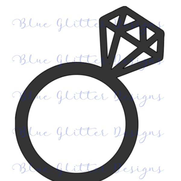 Digital Download File, Wedding Engagement Ring, SVG, DXF,PNG, Cutting File, Anniversary, Wedding, Shower, Diamond Ring