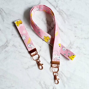 Mew Key Fob/Mew Wristlet/Pokémon Wristlet/Keychain for Keys/Pikachu Wrist Strap/Pikachu Keychain/Mew Lanyard/Mew Key Fob/1 Inch Wide