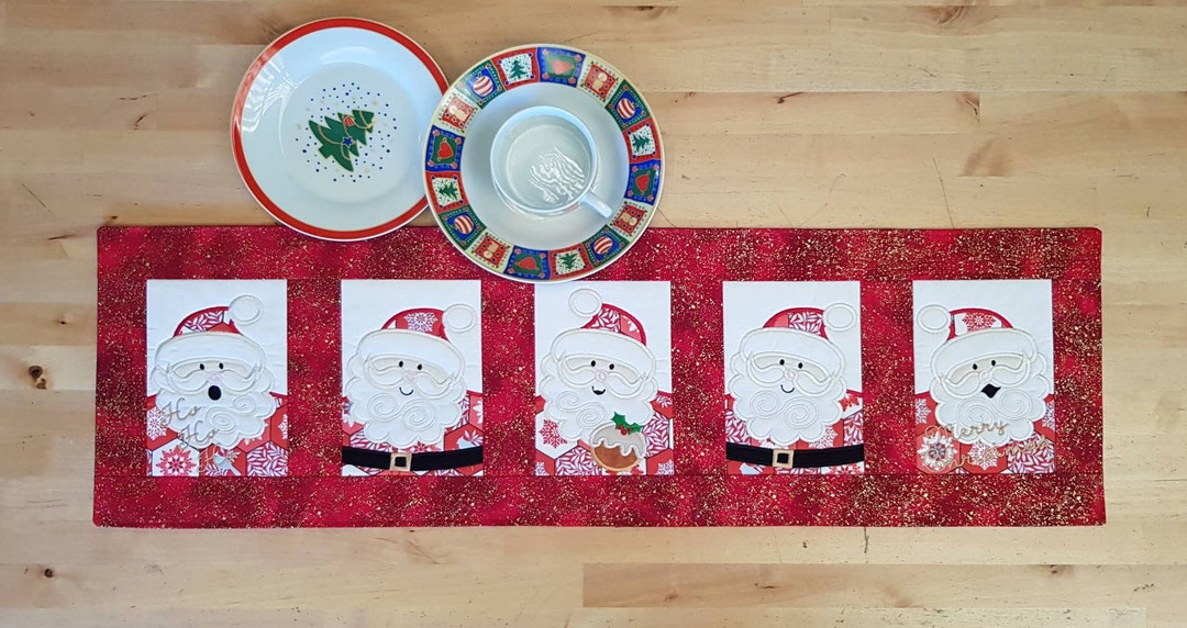 Santa Table Runner/christmas Table Runner/quilted Table Etsy