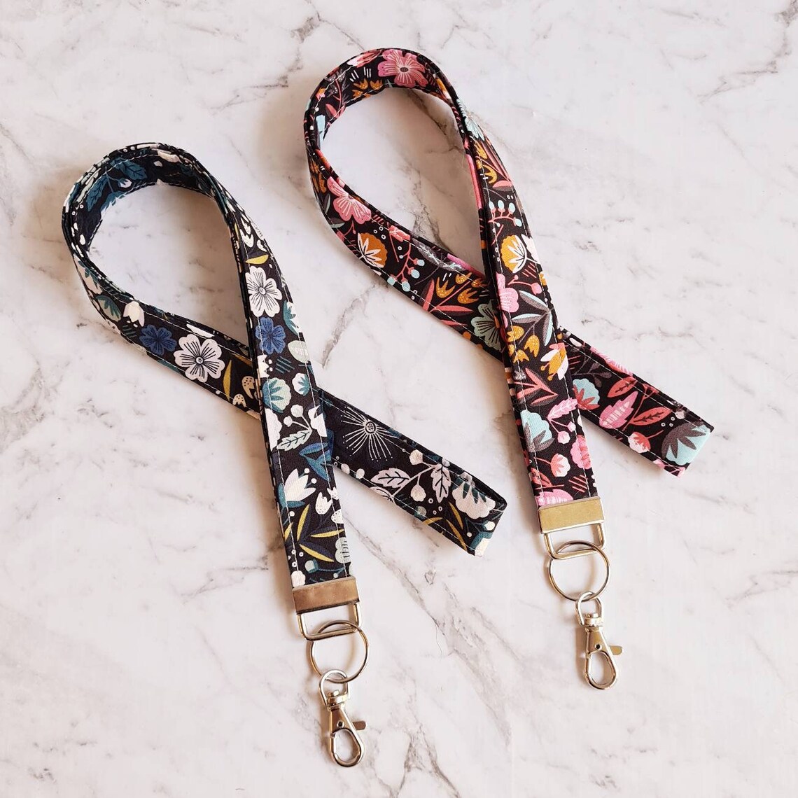 Floral Lanyard/ID Card Lanyard/Lanyard Keychain/Work Etsy