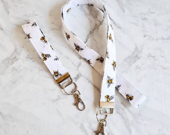 Bee Lanyard/Honey Bees Lanyard/Bee Key Fob/Honey Bees Key Fob/Work Lanyard/1 Inch Wide Lanyard or Key Fob/Lanyard for Keys/Honey Bee Lanyard