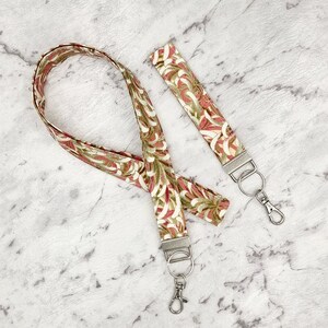 Japanese Lanyard/Japanese Print Lanyard/Lanyard Keychain/Lanyard for Keys/Japanese Key Fob/Work Lanyard/Key fob/Keychain/Japanese Peony