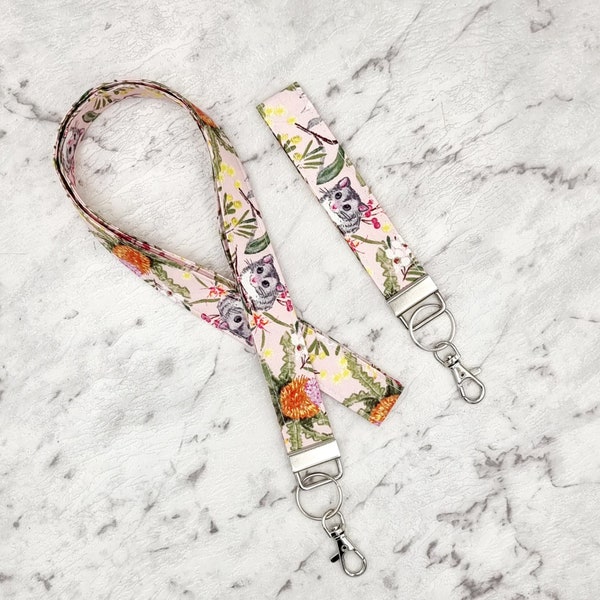 Possum Lanyard/Possum Key Fob/Lanyard for Keys/Aussie Lanyard/Australian Natives/Possum Wrist Lanyard/Possum Lanyard/1 Inch Wide