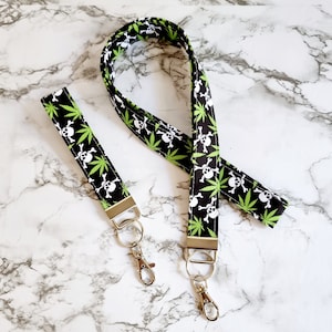 Skull Lanyard/Mary Jane Lanyard/Skull Keychain/Skull Key Fob/MJ Lanyard/Lanyard for Keys/Skulls/Weed Lanyard/Key Fob/1 Inch Wide