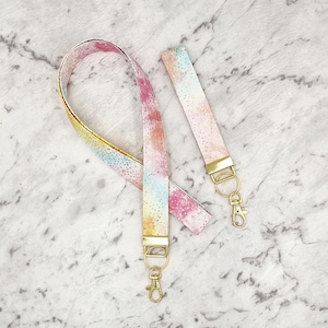 Aquarelle pastel lanière/lanière de poignet/porte-clé/lanière pastel aquarelle porte-clé/porte-clé pastel/lanière de travail/porte-clé aquarelle pastel/1 pouce de large