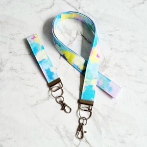 Lanière aquarelle pastel/lanière galaxie/lanière porte-clés/porte-clés aquarelle pastel/porte-clés pastel/lanière de travail/porte-clés/1 pouce de large