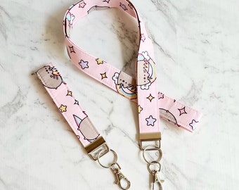 Unicorn Cat Lanyard/Caticorn Lanyard/Caticorn Key Fob/Cat Lanyard/Unicorn Lanyard/Work Lanyard/Caticorn Keychain/Cat Wristlet/1 Inch Wide