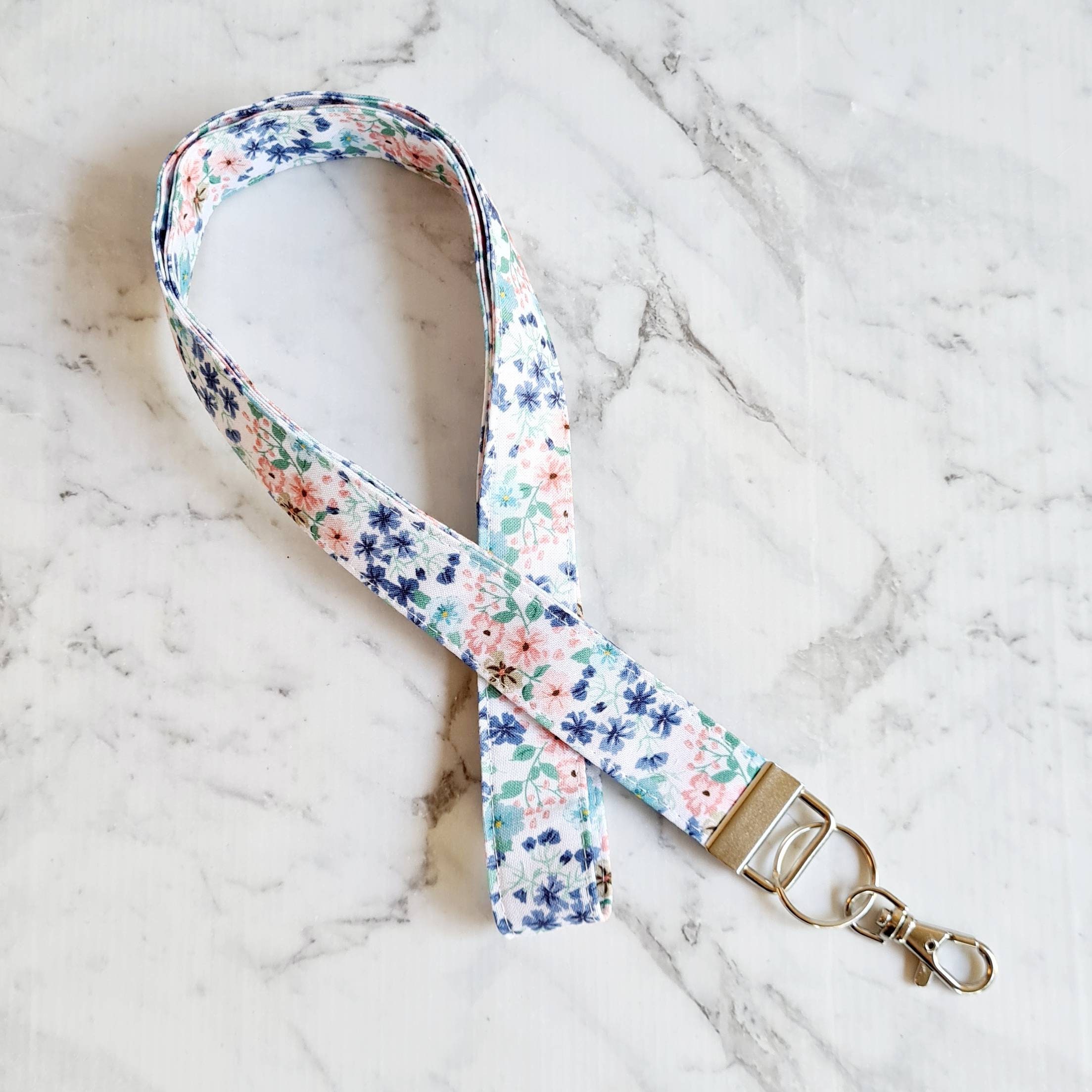 Floral Lanyard/Tiny Flower Lanyard/Lanyard Keychain/Work Etsy