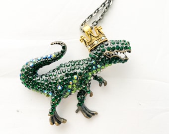 I'm Rexy and I know it /Dinosaur Necklace /T-Rex Necklace /Velociraptor Necklace /Gold Chain/Dinosaur Bling Jewelry