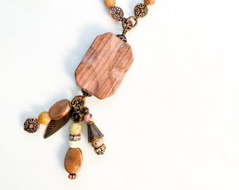 Copper | Blush | Mauve Stone Beaded Necklace