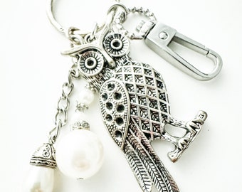 Chunky Silver Chain, Large Silver Owl Lanyard, Owl Badge Holder, Owl Necklace