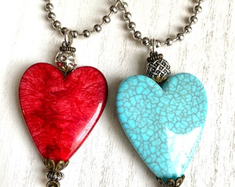 Heart Necklace | Red Heart | Blue Heart