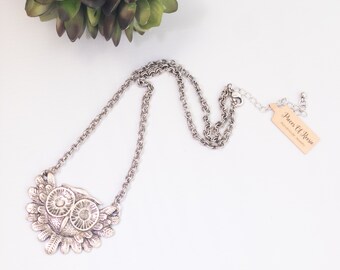 Turkish Silver, Silver Owl Necklace