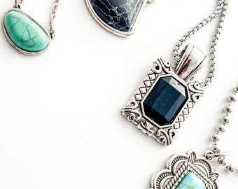 Silver | Turquoise | Black | Stone Necklaces