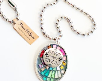 Never Give Up | Motivational | Rainbow Necklace