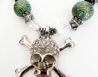 Halloween Rhinestone Skull Necklace | Crystal Necklace | Halloween Jewelry | Blingy Halloween Necklace | Concert Jewelry