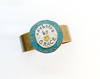 Silver/Bronze/Turquoise Anchored by Grace Cuff