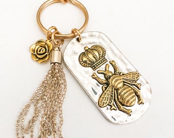 Silver and Gold Queen Bee Keychain