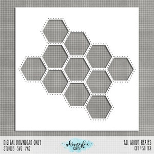 All About Hexies (hexagon) Background Cut&Stitch File: 12x12 - .studio3 .svg .png