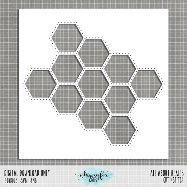 All About Hexies (hexagon) Background Cut&Stitch File: 12x12 - .studio3 .svg .png